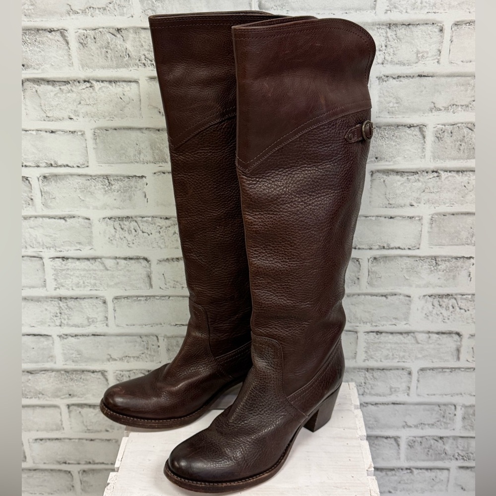 Frye Boots - Jane Tall Cuff in dark brown.